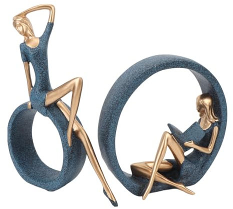 SENECESLI Yoga Mädchen Figuren aus Kunstharz, Yoga Mädchen Statue, Kunstskulptur, Ornament für Heimdekoration, Geschenkidee für Yoga Liebhaber, Moderne ästhetische Kunstskulpturen