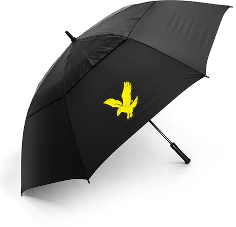 Lyle & Scott - Ombrello da golf da 157 cm, design a doppia copertura, ombrello antivento con asta leggera in fibra di vetro, ombrello da golf a doppia copertura, copertura protettiva, accessori
