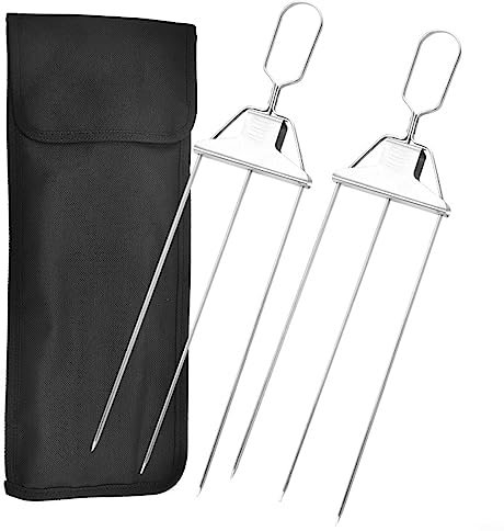 Brochettes robustes à 3 broches, brochettes en métal, parfaites pour divers aliments (2 pièces)