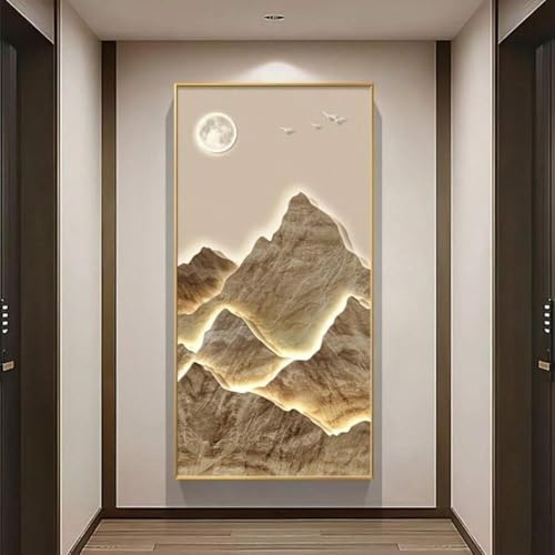 lianyibo Modernes, minimalistisches, einfarbiges Leinwandbild mit Frühlings- und Wintermotiven, Flurdekoration mit Bergmotiven, Kunstdruck im Hochformat, 70 x 140 cm, rahmenlos