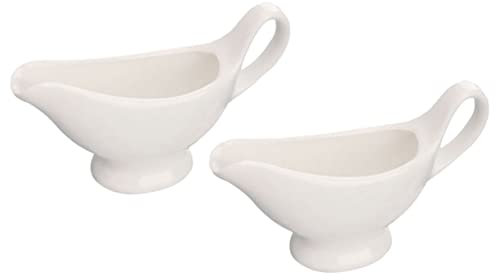 GRIRIW Juego de 2 Salseras de Porcelana Blanca de 110 Ml Asa, Recipientes para Salsa y Caldo, Ideales para Cocina, Fiestas y Uso Doméstico