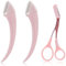 XENQITO Kit de Tijeras y Cepillos para Cejas, 3 Cepillos para Cejas, Tijeras Cejas, Tijeras para el Cuidado del Cabello, Peine para Levantar Pestañas y Maquinilla de Afeitar para Cejas
