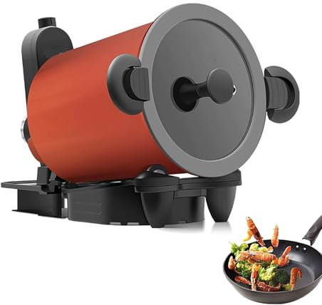 KACBFEE Appareil de Cuisson entièrement Automatique à 360°, multicuiseur Intelligent, friteuse Portable pour la Maison, Le Camping, Les Voyages, la Cuisine et Les sautés, Rouge