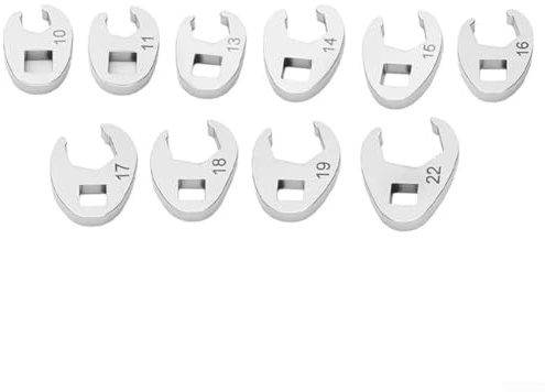 Crowfoot Lot de 10 clés plates pour clé dynamométrique avec marquage de taille 10 à 22 mm