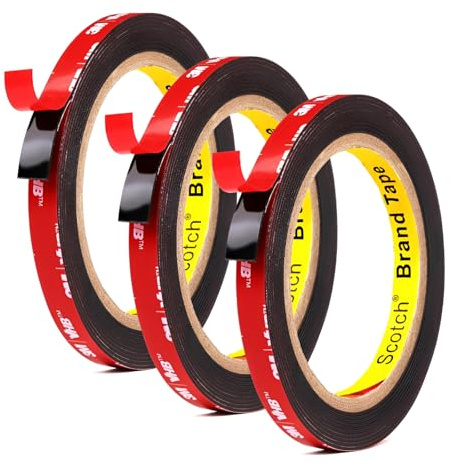 QhgPnt 3 Pcs Double Sided Tape, Heavy Duty Strong Adhesive, Waterproof Mounting Tape for LED Strip Lights, Car Decor, Home and Office Applications
