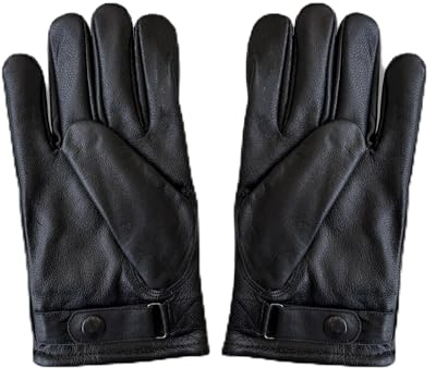 PGWEAR Läderhandskar Jaan – herrhandskar av 100 % äkta läder – svarta vinterhandskar – tillverkade i Europa, svart, L