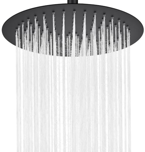 Auralum Regendusche Duschkopf 12 Zoll, Runder Regenduschkopf ⌀30 cm aus Edelstahl, 360° Verstellbare Kopfbrause Groß mit Selbstreinigenden Düsen, Schwarz