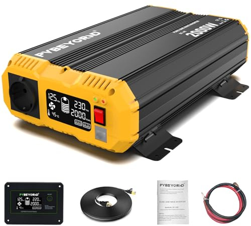 PVBEYORND Convertisseur 12V 220V/230V Pur Sinus 2000W/4000W Convertisseur
