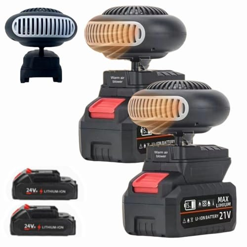 Battery Operated Heater, Battery Powered Heater with Anti Tilt Design, 1500mAh Rechargeable Heaters for Camping, Tent, Tricycles, Office, Car, Golf Cart, Car Window Defogger Long Lasting Quiet (2set)