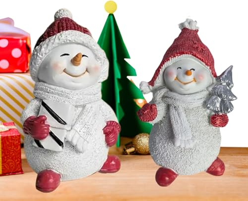 Generico Decorazione Pupazzo Di Neve | 2 Pezzi Ornamenti Figure,Decorazione Interna Pupazzo Di Neve - Per Casa Vacanze Invernali Tavolo Scrivania Ufficio Scaffale Cucina