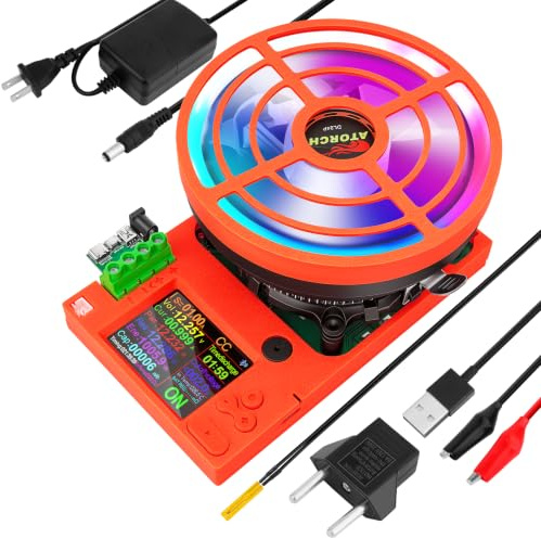Battery Load Tester with Insulated Protective Shell - 180W 200V 30A USB Load Tester 4-Wire System Adjustable Constant Current Voltage Discharge Lithium Battery Capacity Tester Electronic Load Tester