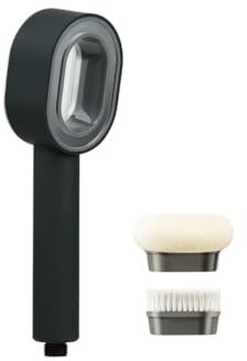 OhCleany Kit de pommeau de douche avec 2 brosses de nettoyage magnétiques et filtre à charbon actif au carbone, douchette à main haute pression avec filtre, élimine le chlore, le calcaire, les