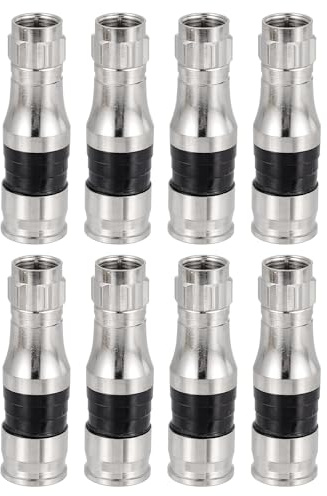 QUARKZMAN 8 Pcs Conectores De Compresión Para Cable Coaxial Tipo F, Conector Coaxial Macho RG11 De Cobre 75 Ohm Con Anillo O Estanco Para Antenas De TV Por Cable Routers Módems TV