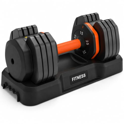 Verstellbare Hanteln, Einzelhantel 6,8–24,9 kg (15–55 lb), 5 Gewichtsstufen, Adjustable Dumbbell mit Aufbewahrungsständer, platzsparend, rutschfester Griff, für Home Gym & Krafttraining zuhause