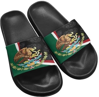 Pantofole da doccia unisex per matematica, casual, senza lacci, con punta aperta, pantofole per la casa, per donne e uomini, Aquila Bandiera Messico, 39 EU