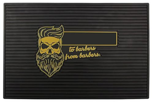 Tapis de Rangement pour Salon de Coiffure, Coussin Antidérapant Noir en PVC | Protection des Outils, Grand Espace, Organisation pour Tondeuses et Ciseaux Professionnels