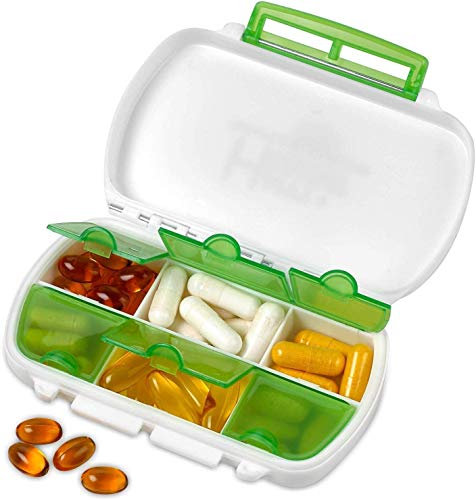 Caja de pastillas - Portapíldoras para medicina a prueba de agua. Portatabletas para uso diario libre de BPA. Dispensador y almacenador para medicinas, suplementos y vitaminas, ideal para viajes y uso