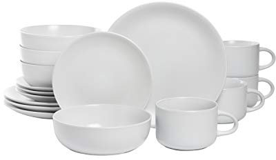 10 Strawberry Street Wazee Matte Coupe Dinnerware Pack of 16, White