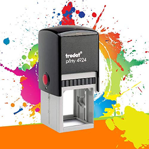 Trodat Printy 4924 - Professioneller Selbstfärbestempel mit 8 Zeilen zur Personalisierung – Textplatte 40 x 40 mm Inklusive