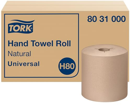 Tork Hand Towel Roll, Natural, Universal, H80, Extra Large, 100% Recycled, 1-Ply, 6 Rolls x 1000 ft, 8031000