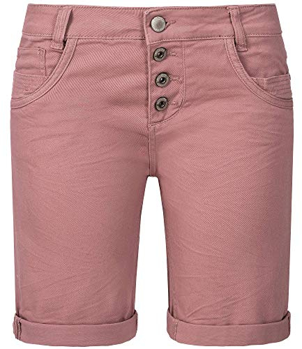 Sublevel Damen Denim Bermuda Chino Stretch Shorts mit Aufschlag Bequeme Kurze Hose im Used Look