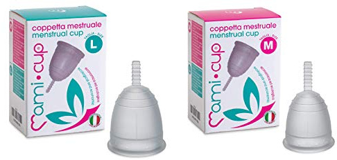 Kit Menstruationstasse MamiCup® M+L (Transparent) Weiches, flexibles, wiederverwendbares medizinisches Silikon