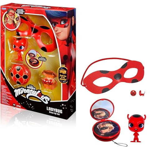 BANDAI - Miraculous Ladybug - Set di Trasformazione - Costume Ladybug - Maschera, Yoyo, Orecchini Tikki Kwami - Costume e accessori Miraculous - Giocattolo per bambini di 4 anni e più - P50601