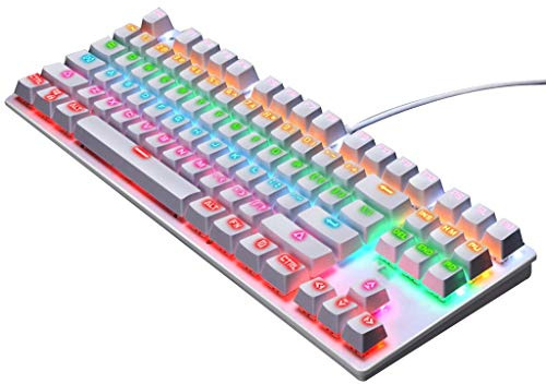 Iwinna Green Shaft Mechanical Keypad 87 Keys Gaming Keyboard with Colorful Light Effect for Windows XP/7/8/10 Systems