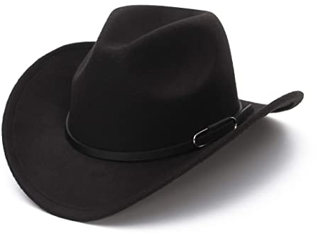EOZY Cowboy Western Fedora Wide-Edged Felt Hat med Belt Loop för män och kvinnor