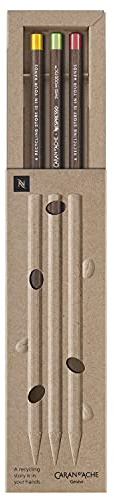 Caran d'Ache d´Ache Swiss Wood Set Nespresso 3 Graphitstifte FSC Holz Metallicfarben Größe: ca. 16cm, 0348.100, Mehrfarbig