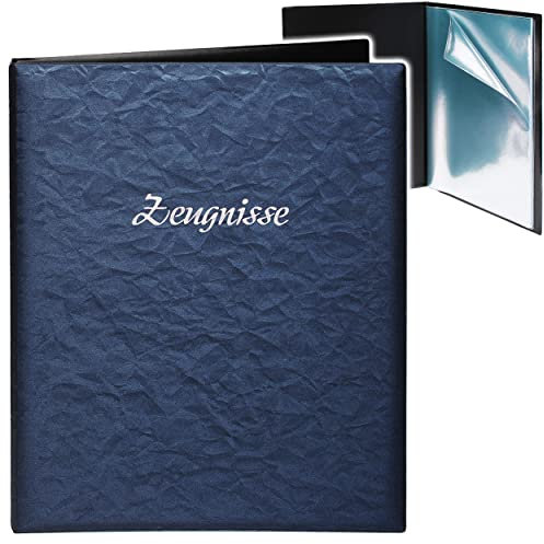 alles-meine.de GmbH A4 - Zeugnismappe/Dokumentenmappe - Zeugnisse 3D Kristall-Metallic Effekt - blau/dunnkelblau - GEBUNDEN mit 20 festen Seiten- A 4 - Zeugnisbuch ..