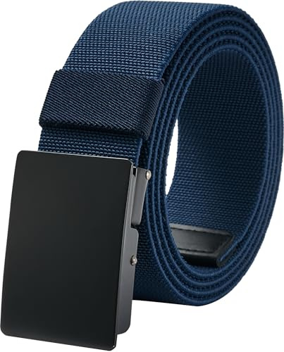 LionVII Elastiskt bälte för män arbete nylonduk med metallspänne 130 cm, Marinblå, one size