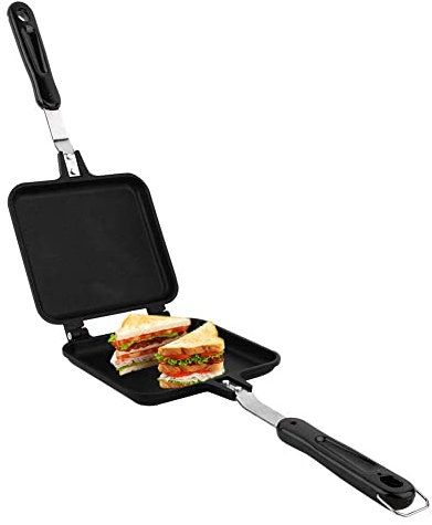 Sandwichera de Desayuno Sartén antiadherente de Doble cara Gofrera Panini Prensa Sándwich Tostadora Presser Sartén para Cake Toast Sandwichera Estufa para Cocina Casera