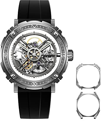 CIGA Design Montre mécanique Automatique, série Magician, boîtier Amovible en Acier Inoxydable, Montres pour Hommes et Femmes avec boîtier à 3 Formes(Acier Inoxydable)