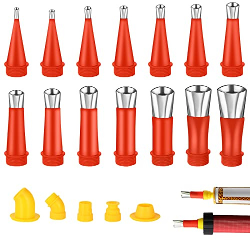 Flintronic Edelstahl Dichtungsdüse, 19 Stück Dichtmittel Abdichten Düsen, Dichtungsfinisher Silikon, Einteiliger Edelstahldüsen, Dichtmittel Finishing Werkzeug für KüChe Badezimmer