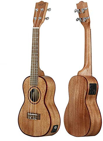 CAZARU 24 Zoll elektrische Ukulele 18 Pint viersaitige Hawaii-Gitarre mit eingebautem EQ-Tonabnehmer