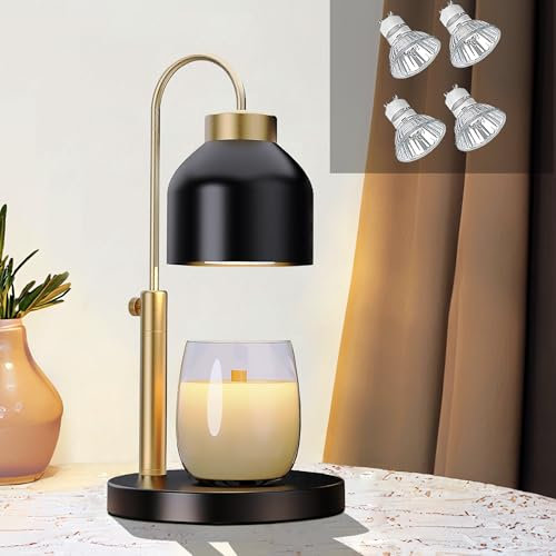 grandis home Electric Candle Warmer Lamp, Dimmable & Timer Electric Candle Wax Melt Burner Lamp UK, Bedside Lamp and Black White Candle Warmer Melter Lamp Burners UK
