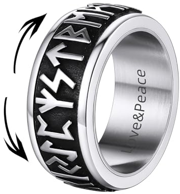 Supcare Ringe für Herren Edelstahl Fingerring Viking Rune Ringe Tungsten Ring Wikinger Runen Spinnerring Freundschaftsring Punk Siegelring Gothic Hip Hop Modeschmuck für Männer Jungen