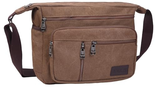 BOMKEE Umhängetasche Herren Messenger Bag Leinwand Schultertaschen | Groß Laptop Schulter Taschen 15.6 Zoll Umhängetaschen Retro Leger Damen Handtaschen für Arbeit Schule Reisen
