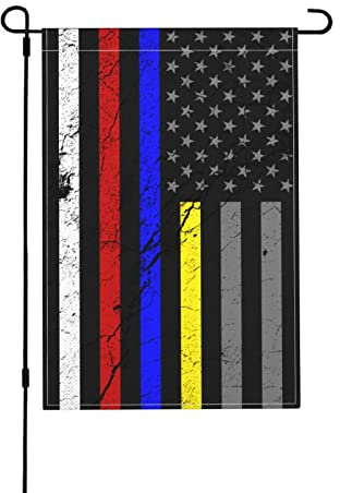 Vereinigte Staaten Dünne Linie Rot-Blau-Gelbe Flagge Textureffekt Garten Flagge Gedruckt Flaggen Robuste Garten Banner Für Feiern Draußen Parade,70X102Cm