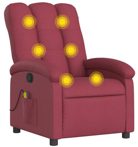vidaXL Massagesessel Weinrot Stoff