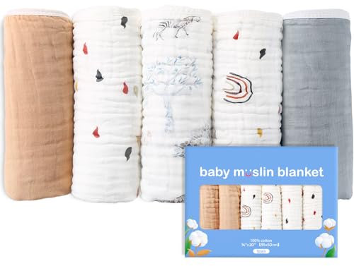 Baby Mulltücher Spucktücher für Baby 10er 35x50cm/100% Bio-Baumwolle/Mullwindeln Spucktücher/Musselin Tuch/saugfähig und atmungsaktiv ideal zum Reinigen,Abwischen und Abdecken von Neugeborenen