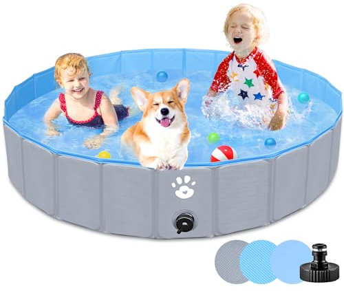 Gindoly Hundepool,Faltbare Hundepools für Kleine, Mittlere&Große,Swimmingpool Planschbecken Hundebadewanne Faltbarer für Hunde und Katzen,Abriebfest&Rutschfest-120 * 30cm
