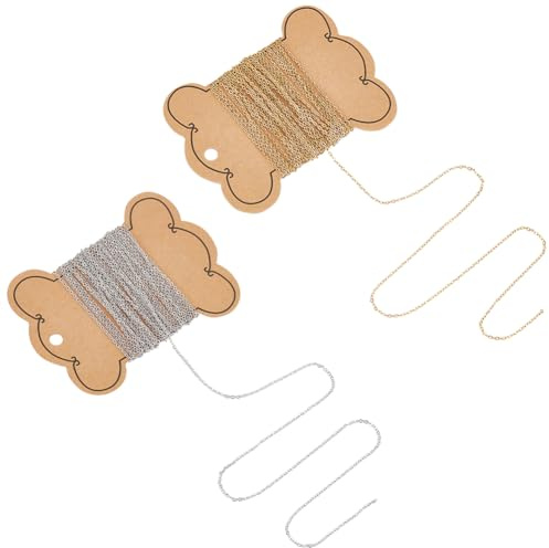 UNICRAFTALE 2 Rolle 2 Farben 5m/Rolle Halskettenketten Für DIY Schmuckherstellung Edelstahl Ketten Kabelketten Gelötete Halsketten 1.5mm Metallketten Für Damen Herren Halskette Armbandherstellung | 2 Farben,Edelstahl Kabelkette,gelötet,0,5mm,5m/Rolle,Coreana Kette,Rolo Kette,Metallkette,für DIY Schmuck