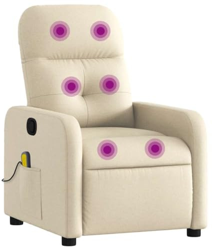 vidaXL Massagefåtölj gräddvit tyg, massagerande fåtölj, massage fåtölj, lutande fåtölj, massagefåtöljer, massagerande fåtöljer, lutande fåtöljer