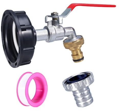 Rurunklee Robinet de robinet d'extérieur - Kit de connexion pour baril de pluie - Raccord de robinet de tonneau de pluie avec bande d'étanchéité - Raccord rapide - Adaptateur de robinet de tuyau