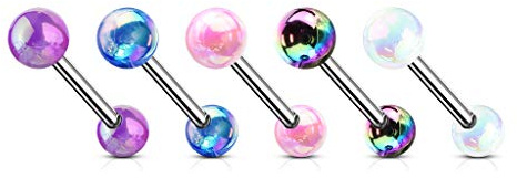 beyoutifulthings Zungen-piercing 2 Kugeln 6-mm Metallic-Beschichtung Farben Universal-Piercing Chirurgenstahl Barbell-s Stab-länge 16-mm