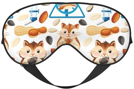 Antifaz para dormir para mujeres y hombres, diseño de dibujos animados de hámster, nuez de cacahuete, máscara de ojos suave de viaje para dormir, máscara de dormir con hebilla ajustable para mujeres y
