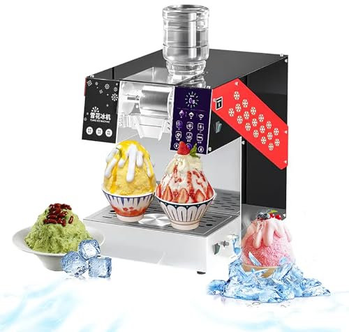 280KG /Day Snowflake Ice Machine, Shaved Ice Machine with 16cm Roller and Rotating Receiving Basin, Adjustable 0-100 Speeds and 3S Quick Output, Continuous Ice Production, Soft Delicate, for Bar