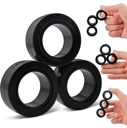 ASIOWELY Magnetische Ringe ADHS Spielzeug Fidget Toys Erwachsene,3 PCS Cool Fidget Ringe für Anti Stress Spinner Ring für Kinder Teenager Geschenk zum Valentinstag Ostern für 3-6-8 + Jahr Alten Jungen